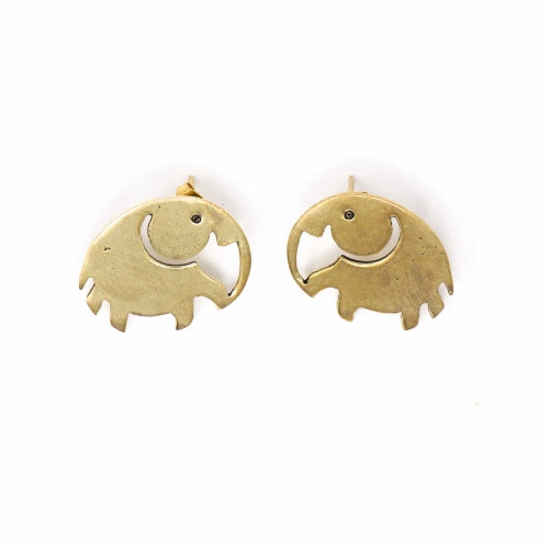 Aretes de latón con elefante