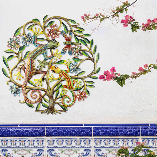 Árbol de la vida Gecko pintado de 24 pulgadas - Croix des Bouquets