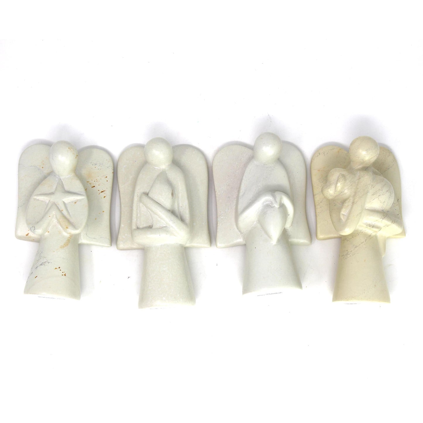 Angel Holding a Heart -Kisii Soapstone Sculpture-Handmade by African Artisans