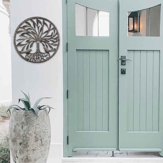 Arte de pared de metal Árbol de la vida con dos pájaros - Croix des Bouquets
