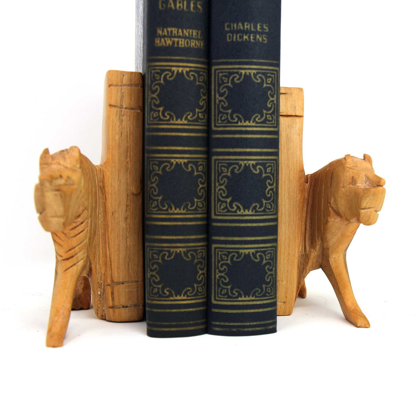 Hand-Carved Wood Lion Book Ends, Set of 2 - Fair Trade- Kenya