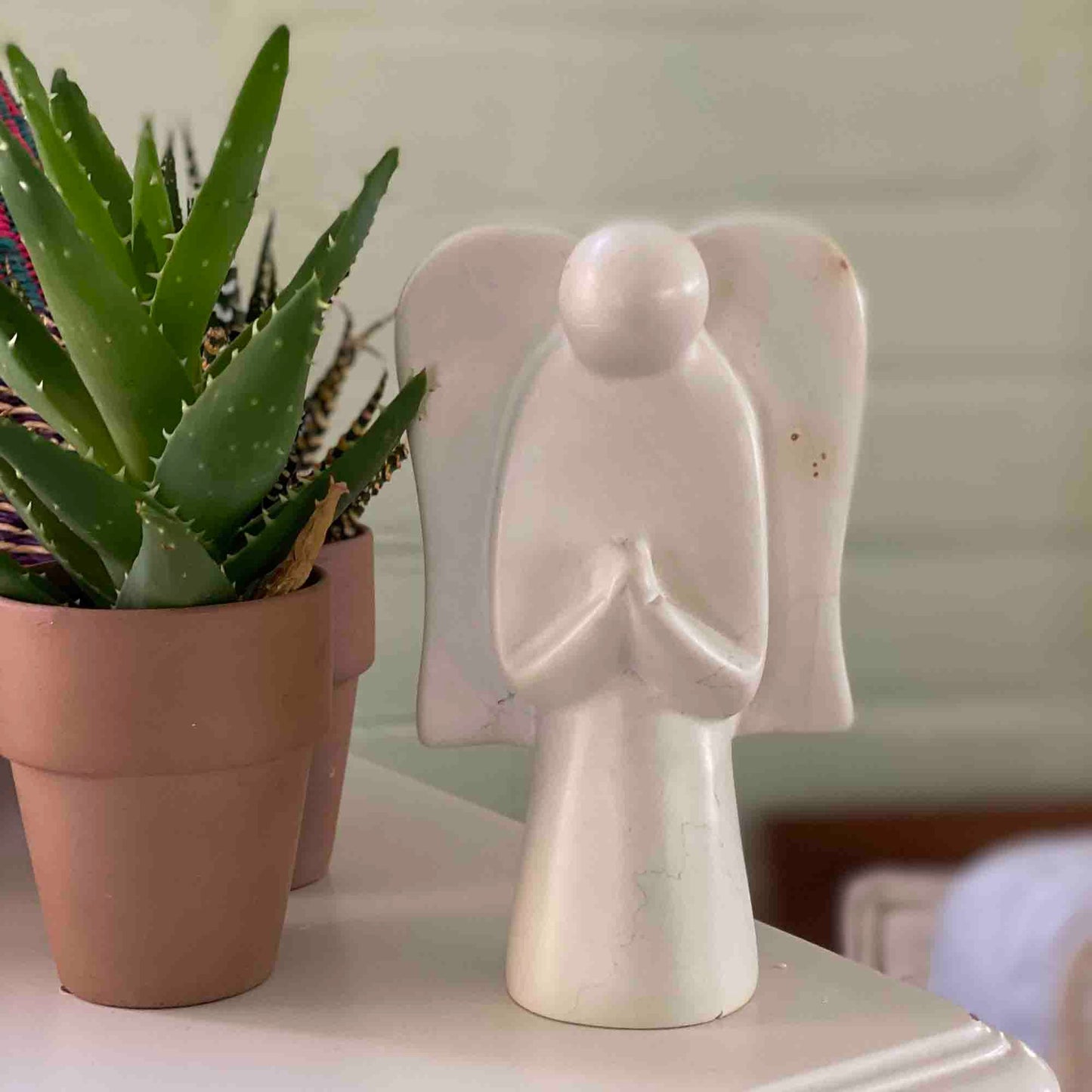 Hand-Carved Angel Sculpture Made of Natural Kisii Soapstone-Kenya -Fair Trade