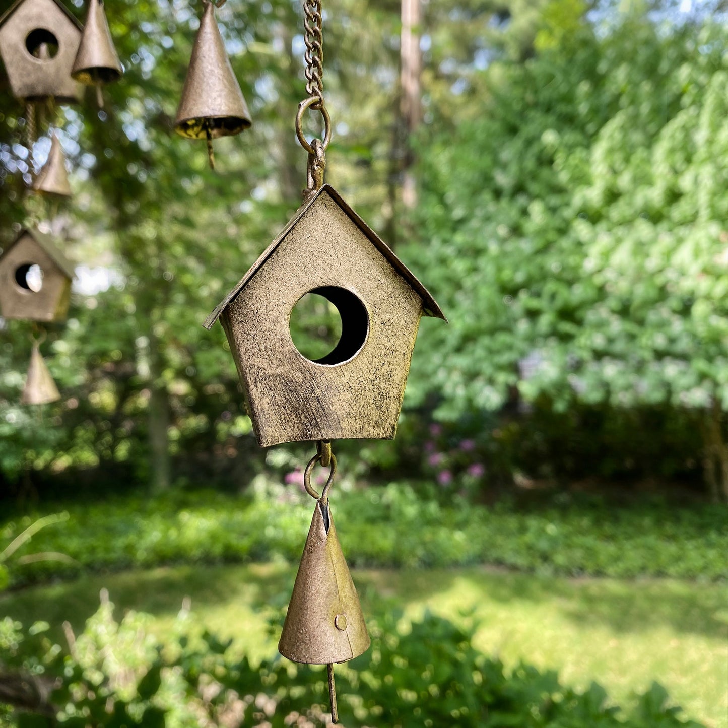 Handcrafted Bird Wind Chimes- Recycled Iron and Glass Beads - Fair Trade-India