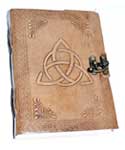 Handmade Leather Notebook with Latch -Embossed Triquetra-Lined Journal