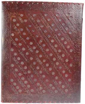 Hand-Tooled Stone Embossed Leather Blank Book with Dual Brass Latches-10" x 13"