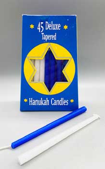 Surtido de velas de Hanukah, azul/blanco, paquete de 45