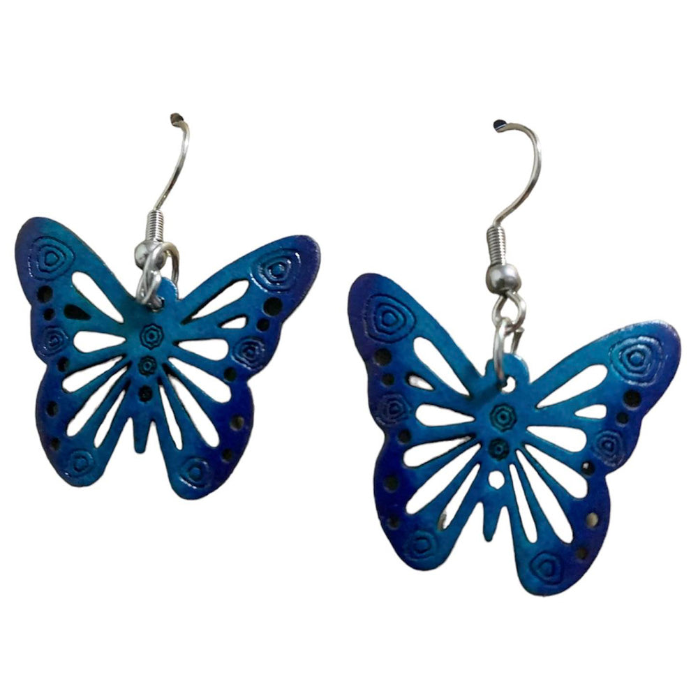 Pendientes colgantes de mariposa- Pendientes de calabaza tallados a mano-Colombia-Comercio justo
