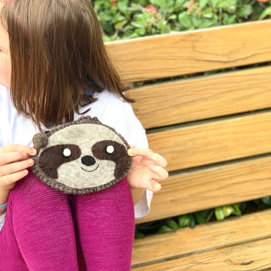 Hand-Crafted Felt Sloth Coin Purse- 6.5" x 4"