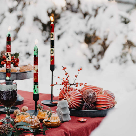 Juego de tres velas altas en caja pintadas a mano - Ukhisimui Design - Nobunto