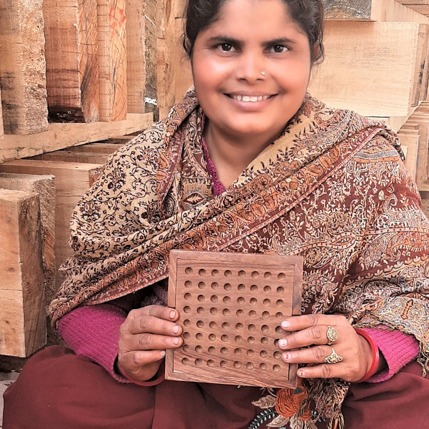 Handmade Mancala Cribbage Combo Game- Sheesham Wood - India