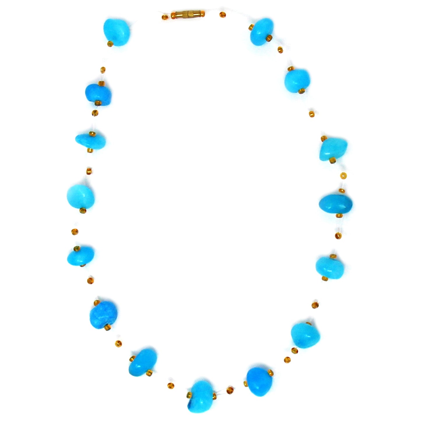 Handmade Floating Stone & Maasai Bead Necklace- Turquoise