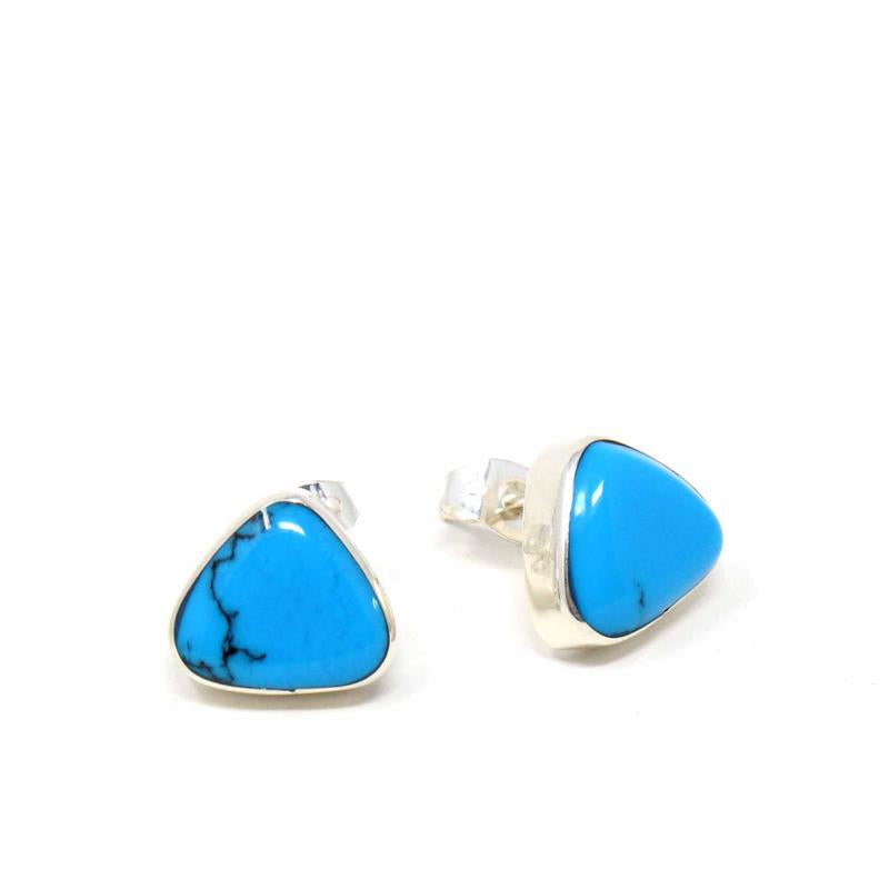 Sterling Silver and Triangle Earrings with Turquoise