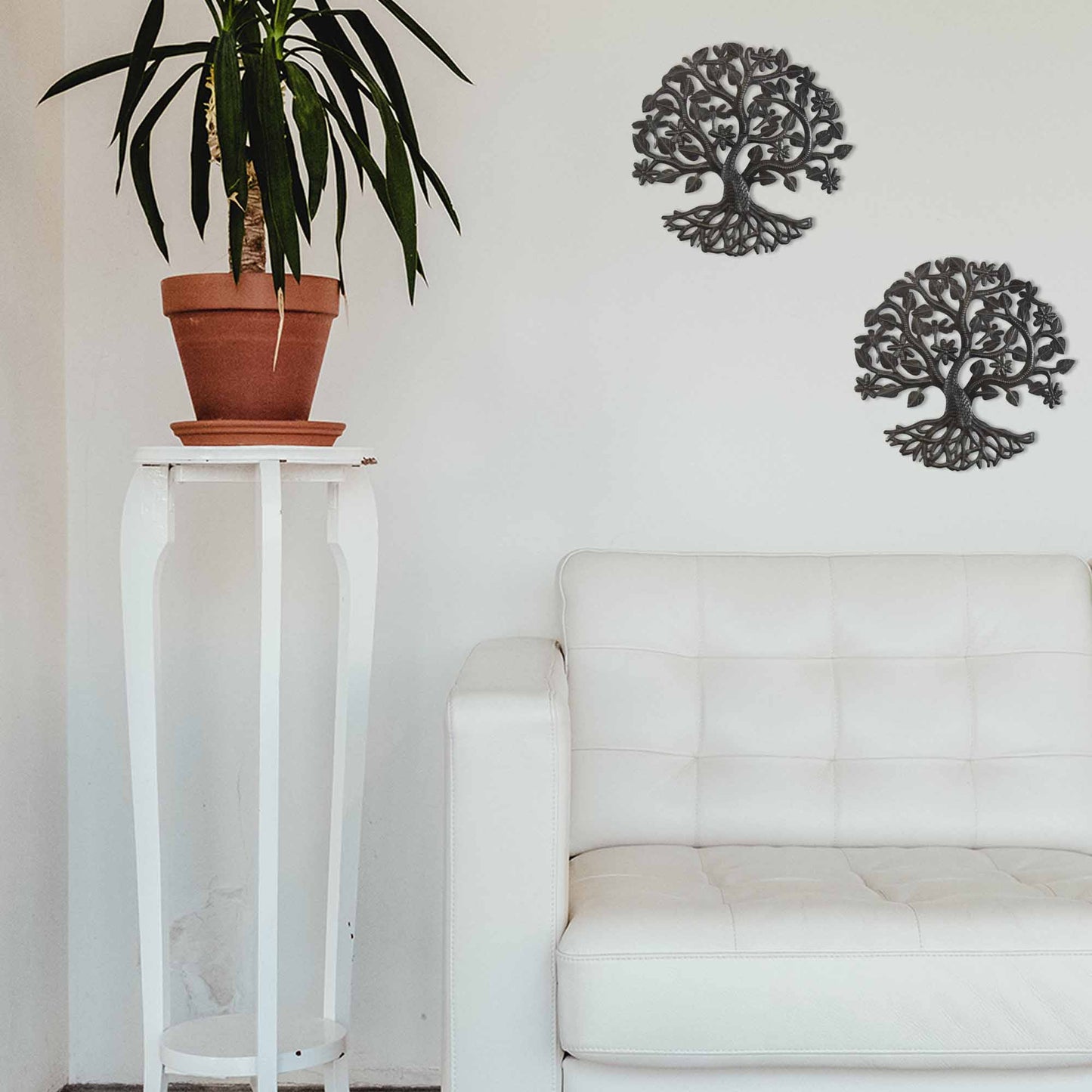 Arte de pared de metal con libélula del árbol de la vida de 14 pulgadas - Croix des Bouquets