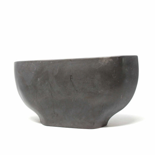 Hand-Carved Black Soapstone Menorah for Hanukkah
