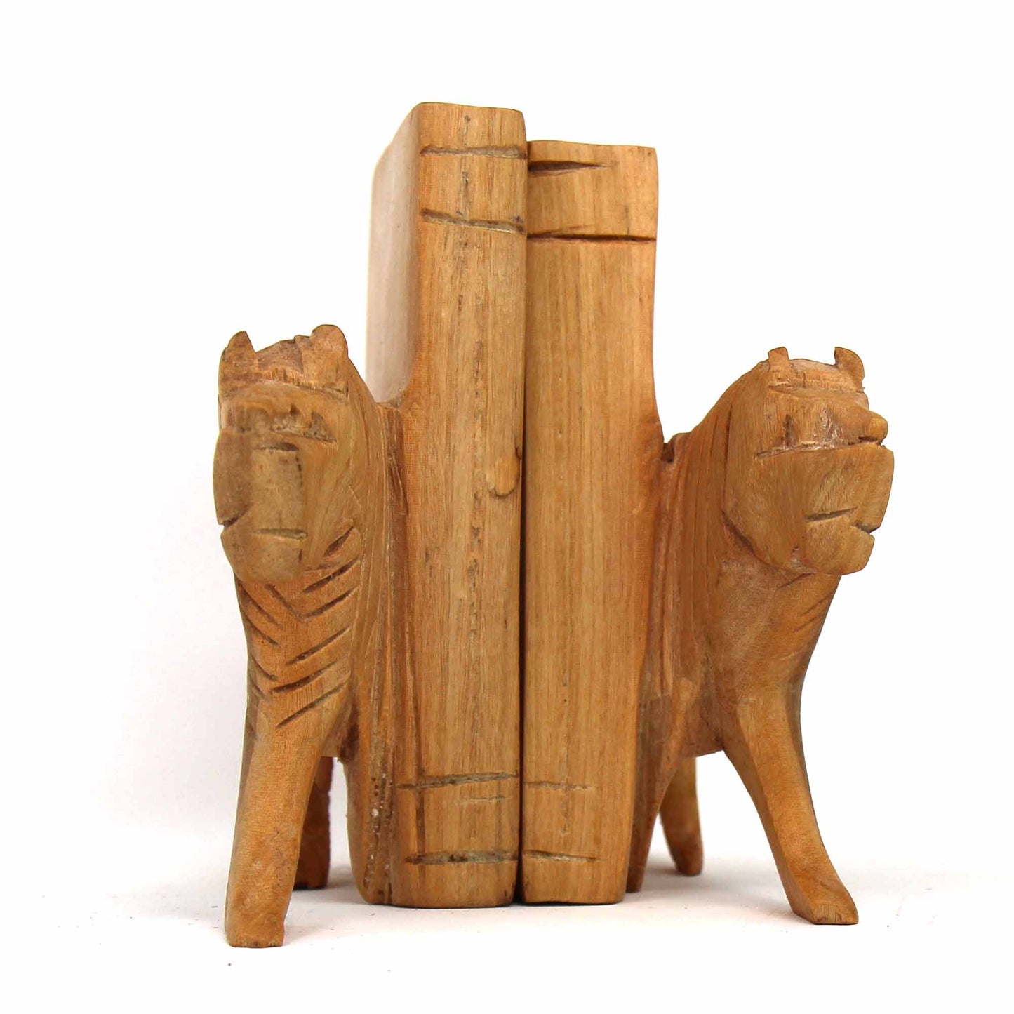 Hand-Carved Wood Lion Book Ends, Set of 2 - Fair Trade- Kenya