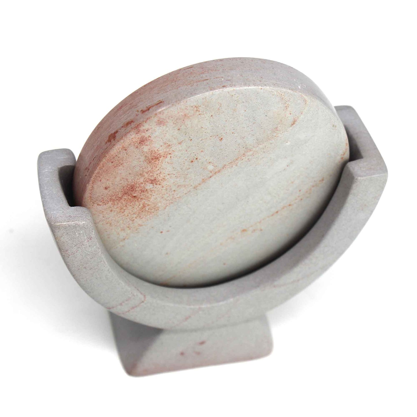 Compass Soapstone Sculpture- Light Gray Stone - Fair Trade-Kenya