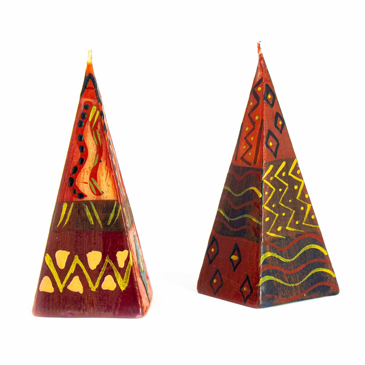 Hand-Painted Pyramid Candles-Set of 2 (Bongazi Design)-South Africa