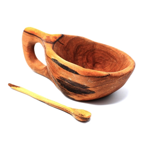 Olive Wood Salt Pot & Spoon-Reclaimed Wood- Kahero Farm - Kenya
