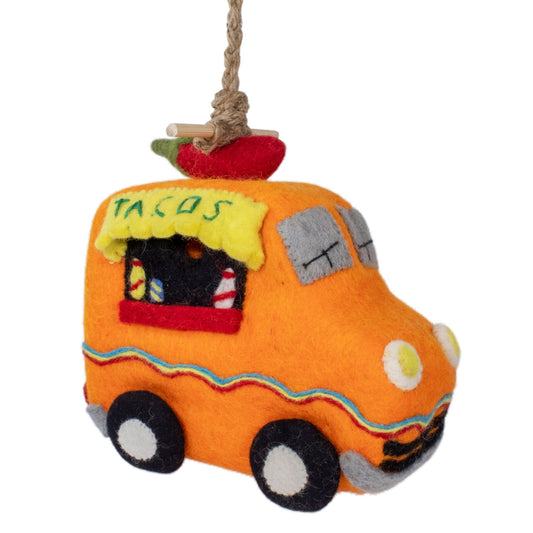 Handcrafted Felt Birdhouse- Taco Food Truck- 100% Natural New Zealand Wool- Fair Trade