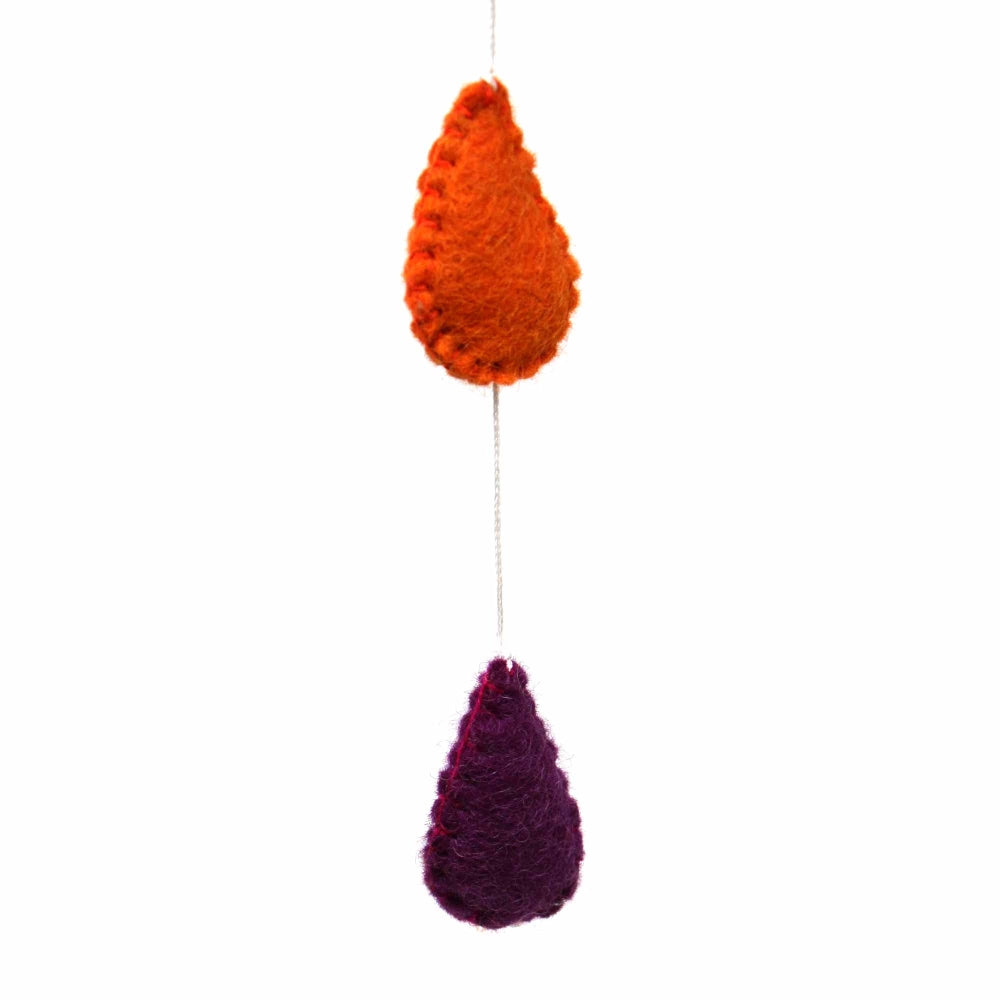 Rainbow Raindrops Baby Mobile - Hand-Felted Hanging Room Decoration