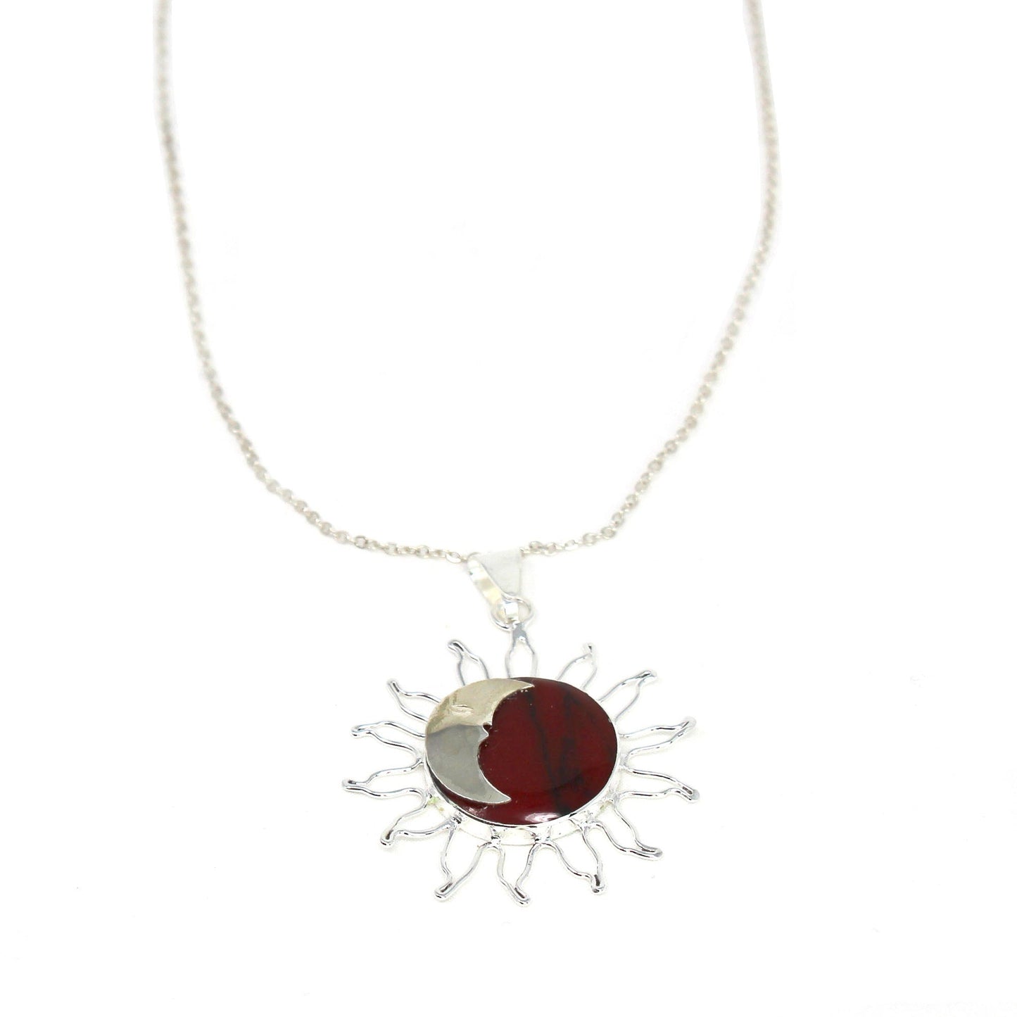 Colgante Sol y Luna Jaspe Rojo con Cadena