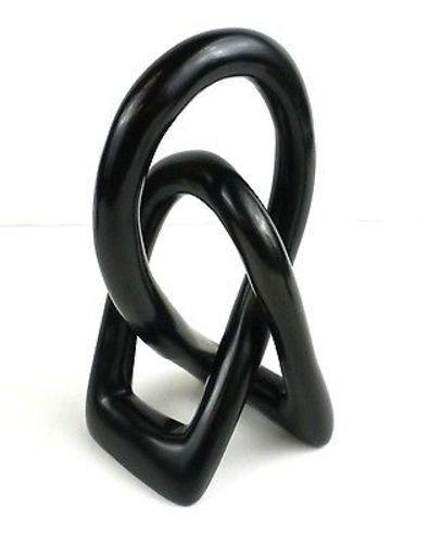 Soapstone Sculpture-Hand-Carved Lovers Knot- 6 inches - Black