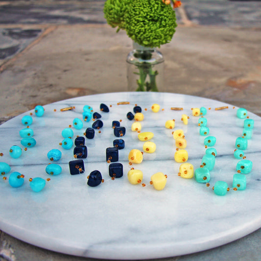 Collar de piedras flotantes y cuentas masai, turquesa