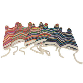 Gorro de bebé de Alpaca tejido a mano-Gorro de bebé con orejas de conejo-Comercio Justo Bolivia