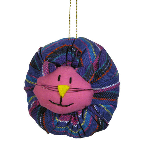 Handmade Plush Cotton Cat Ornament- Recycled Cotton-Fair Trade-Guatemala