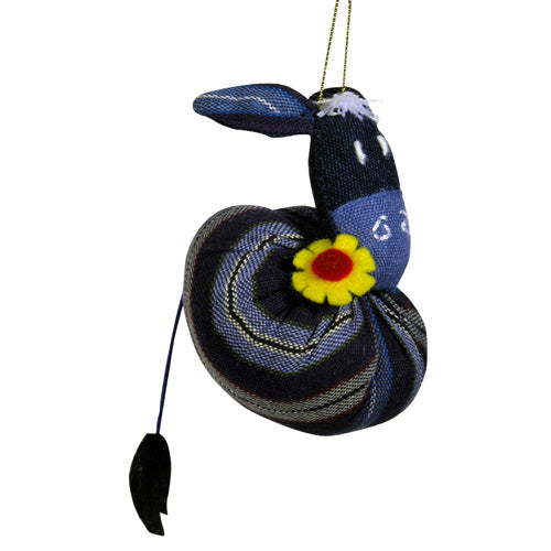 Handmade Plush Decorative Donkey Ornament -Recycled Cotton-Guatemala-Fair Trade