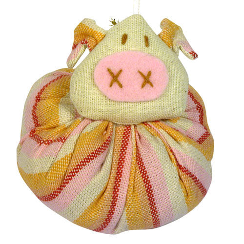 Hand-Crafted Plush Cotton Pig Ornament-Recycled Fashions-Fair Trade-Guatemala