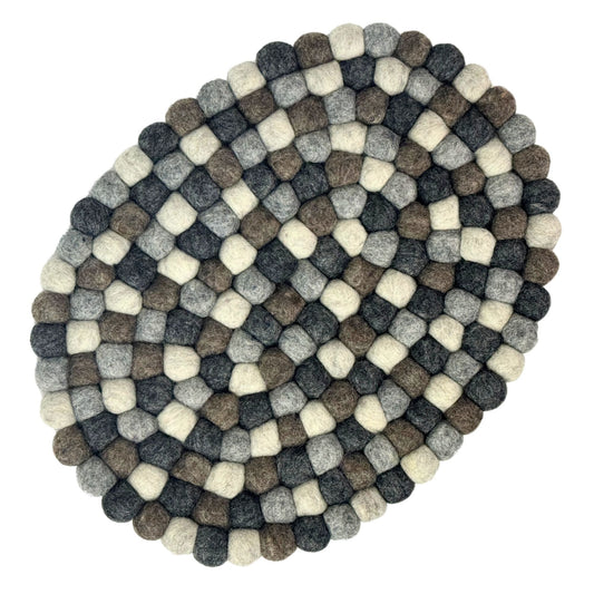 Hand-Crafted Felt Oval Casserole Trivet- Pebble