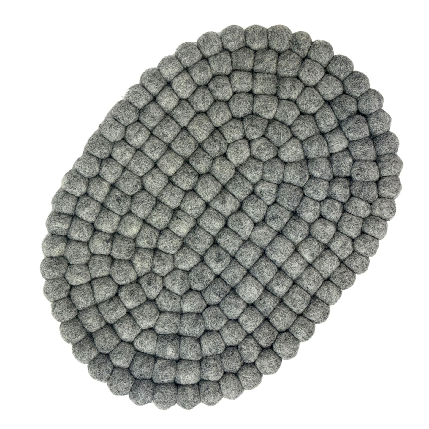 Handmade Felt Ball Oval Casserole Trivet- Heather grey/ Light Grey