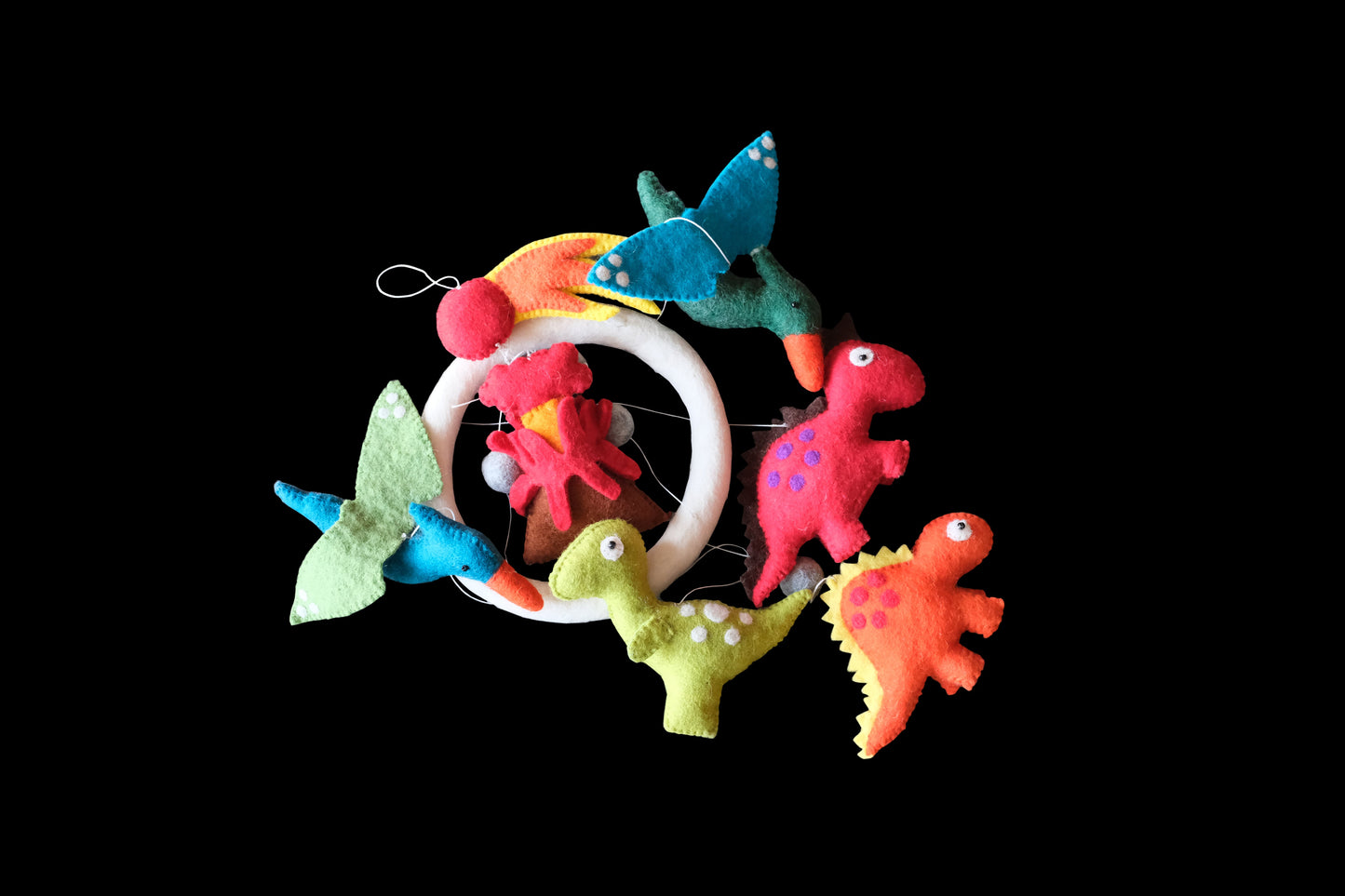 Dinosaur Volcano Nursery Felt Mobile