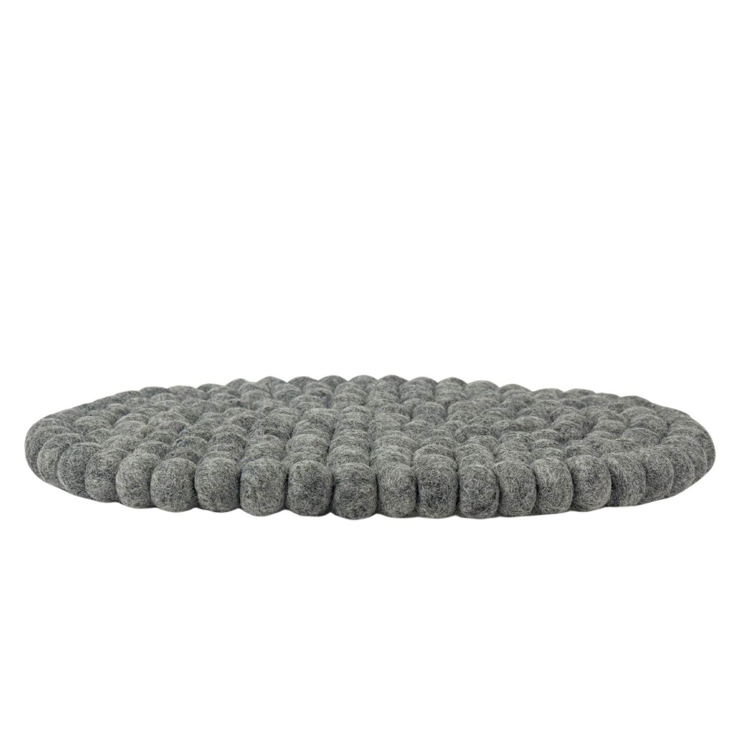 Handmade Felt Ball Oval Casserole Trivet- Heather grey/ Light Grey