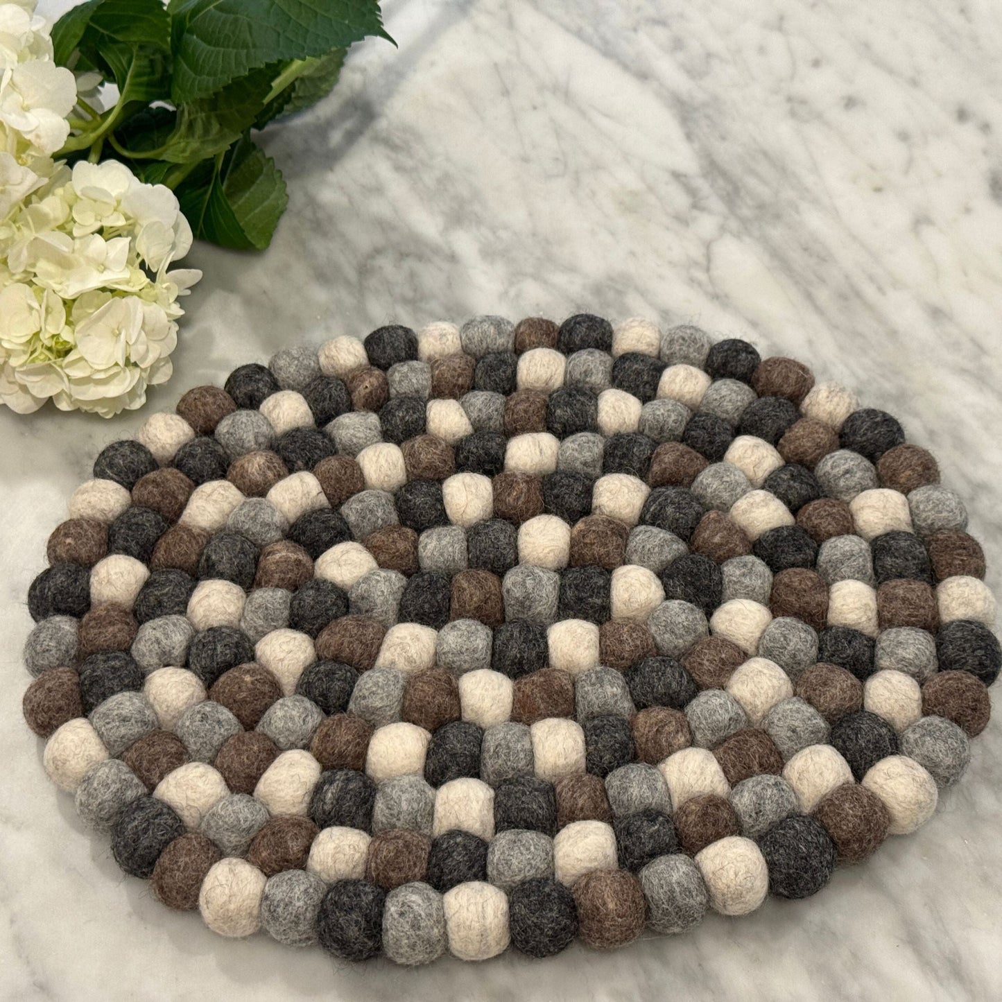 Hand-Crafted Felt Oval Casserole Trivet- Pebble