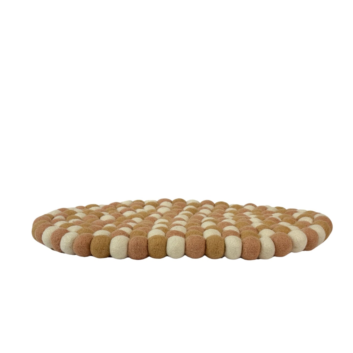 Handmade Felt Ball Oval Casserole Trivet- Sunset Sands