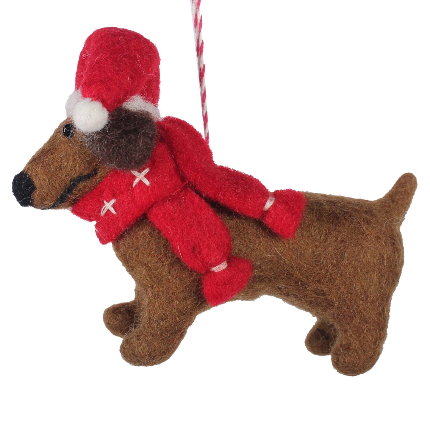 Big Dog Daschund, Felt Christmas Ornament