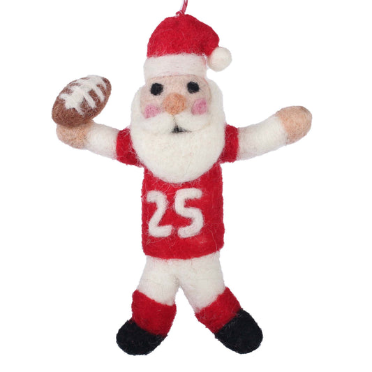 Coach Claus American Football Felt Christmas Ornament