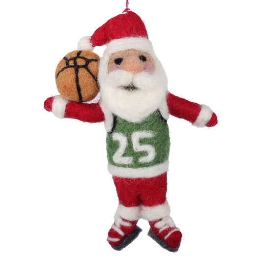 Coach Claus Basketball Felt Christmas Ornament