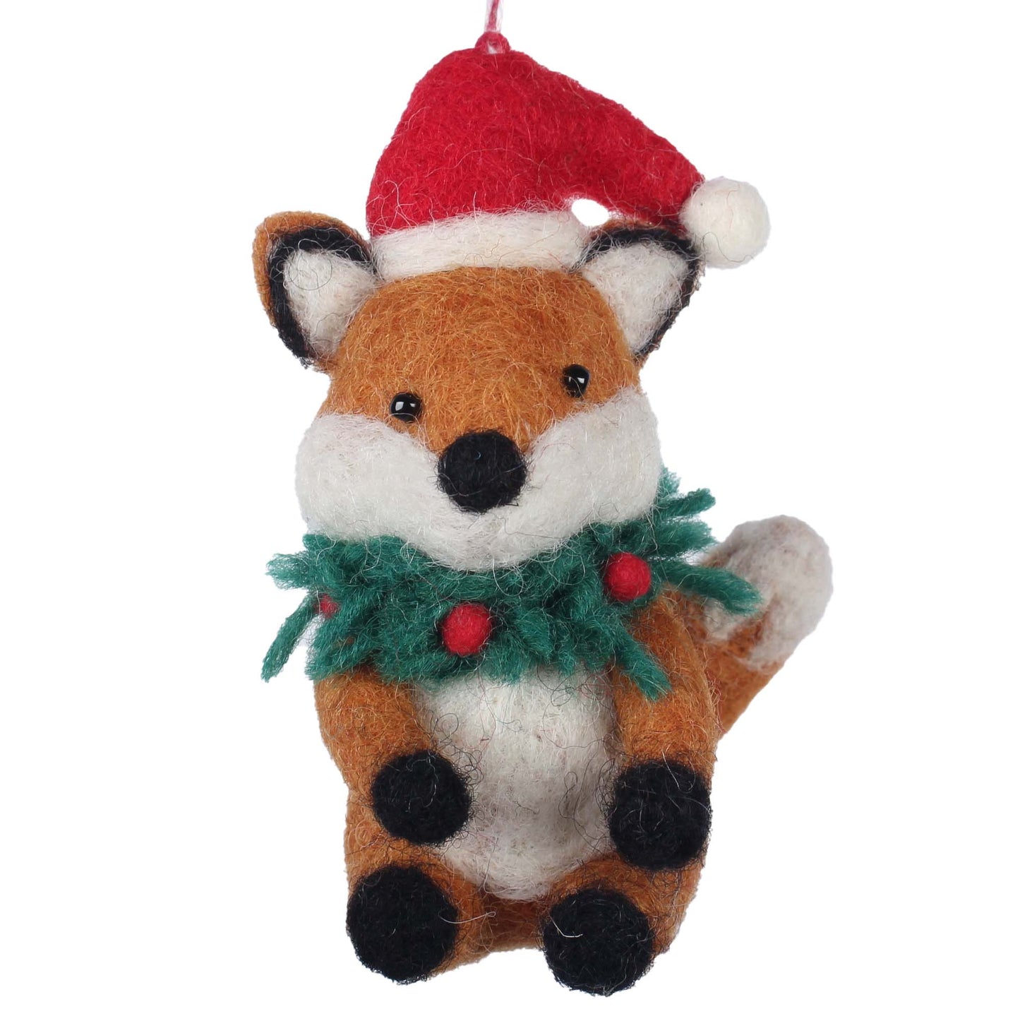 Fox and Wreath Felt Christmas Ornament