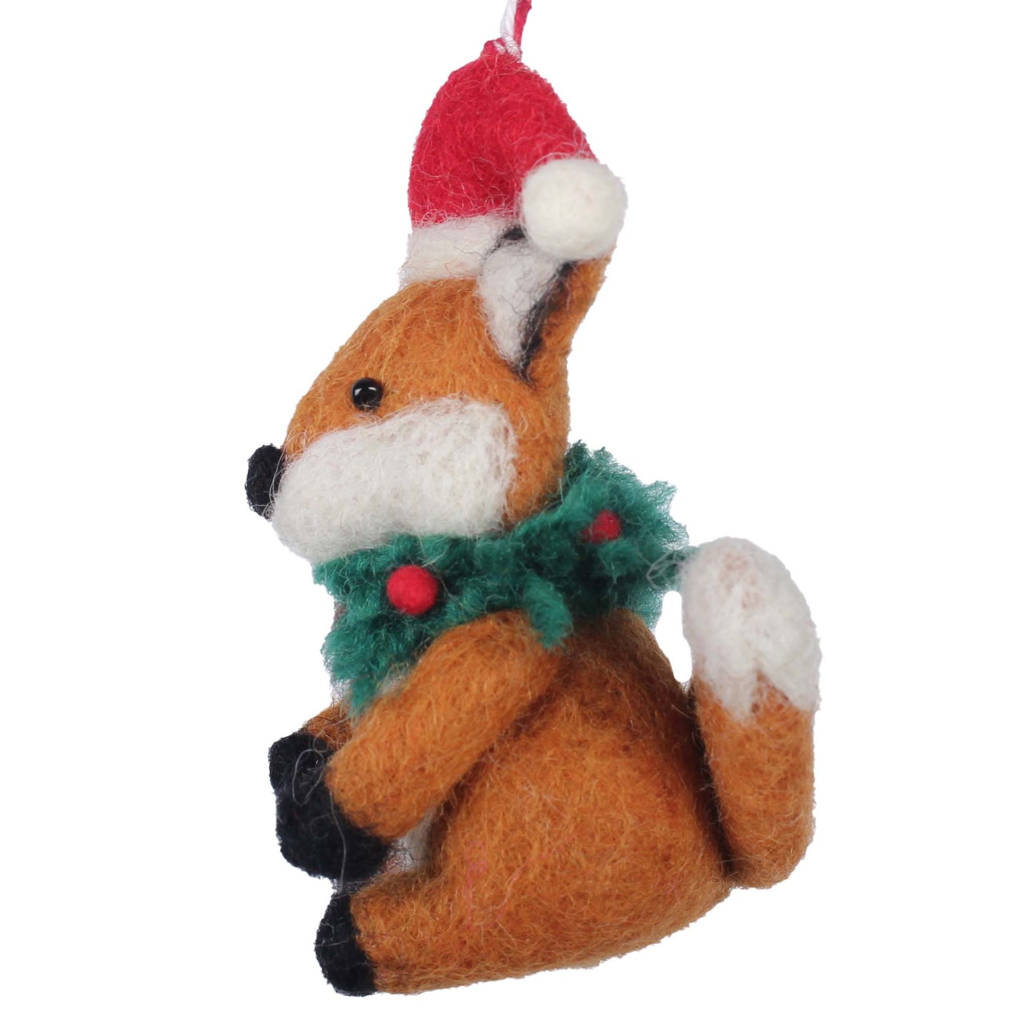 Fox and Wreath Felt Christmas Ornament