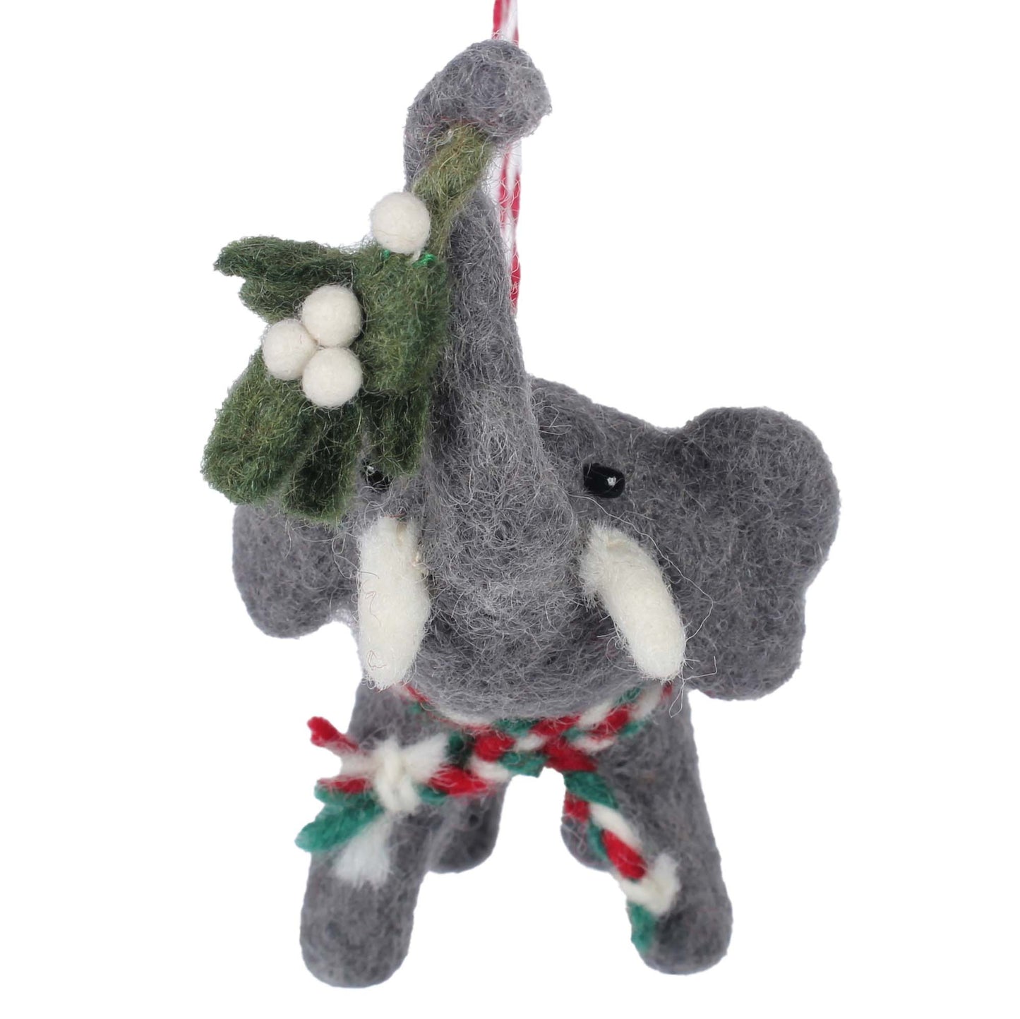 Elephant and Misletoe Felt Christmas Ornament