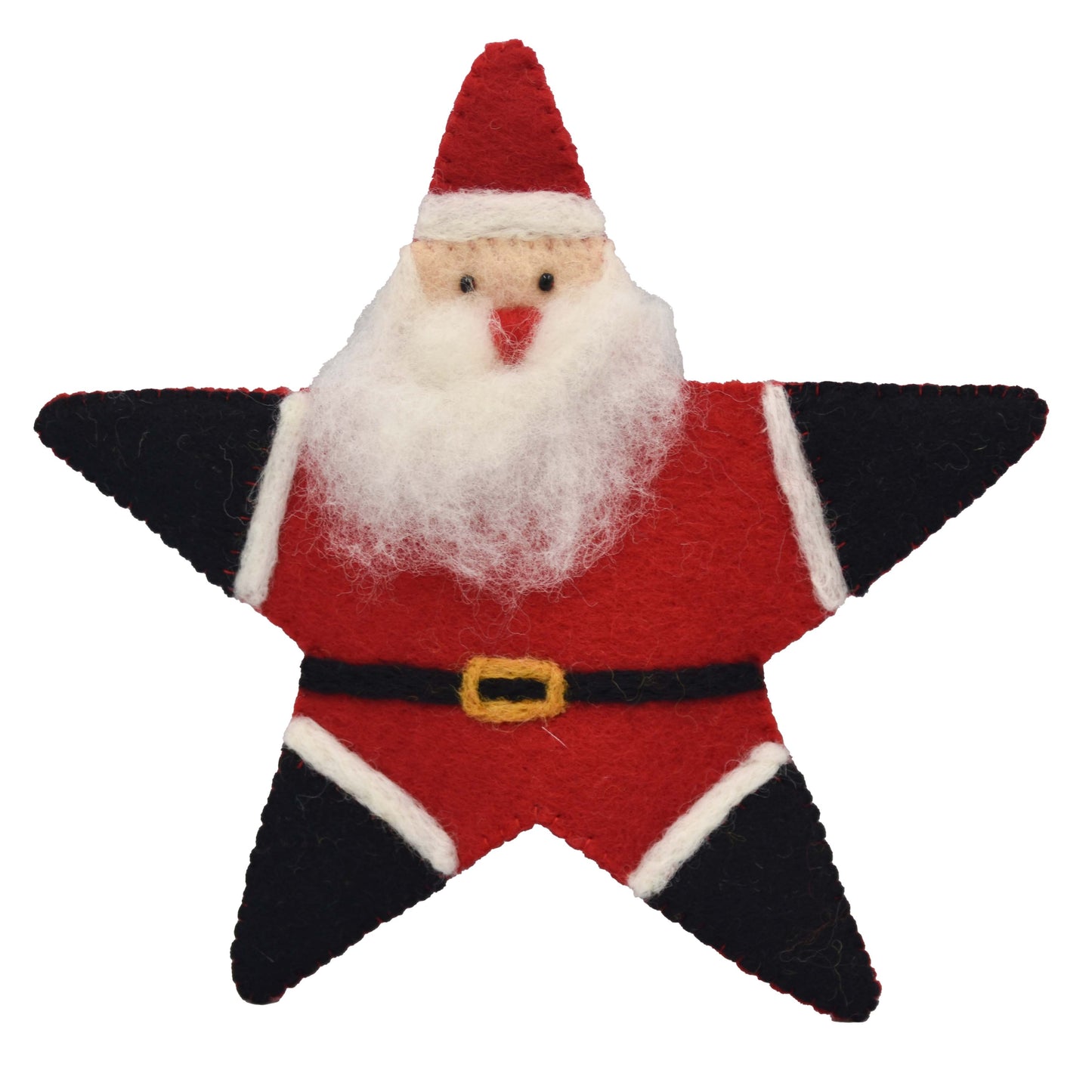 Star-shaped Santa Claus tree topper on a white background