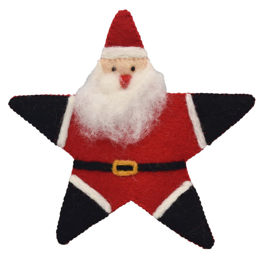 Santa Star Tree Topper Felt Ornament