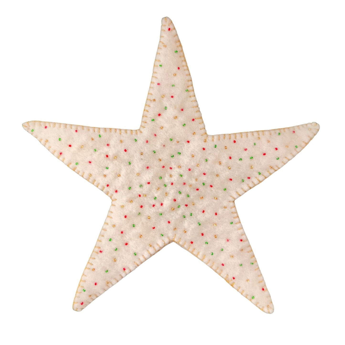 Star-shaped decorative item with a pattern on a white background
