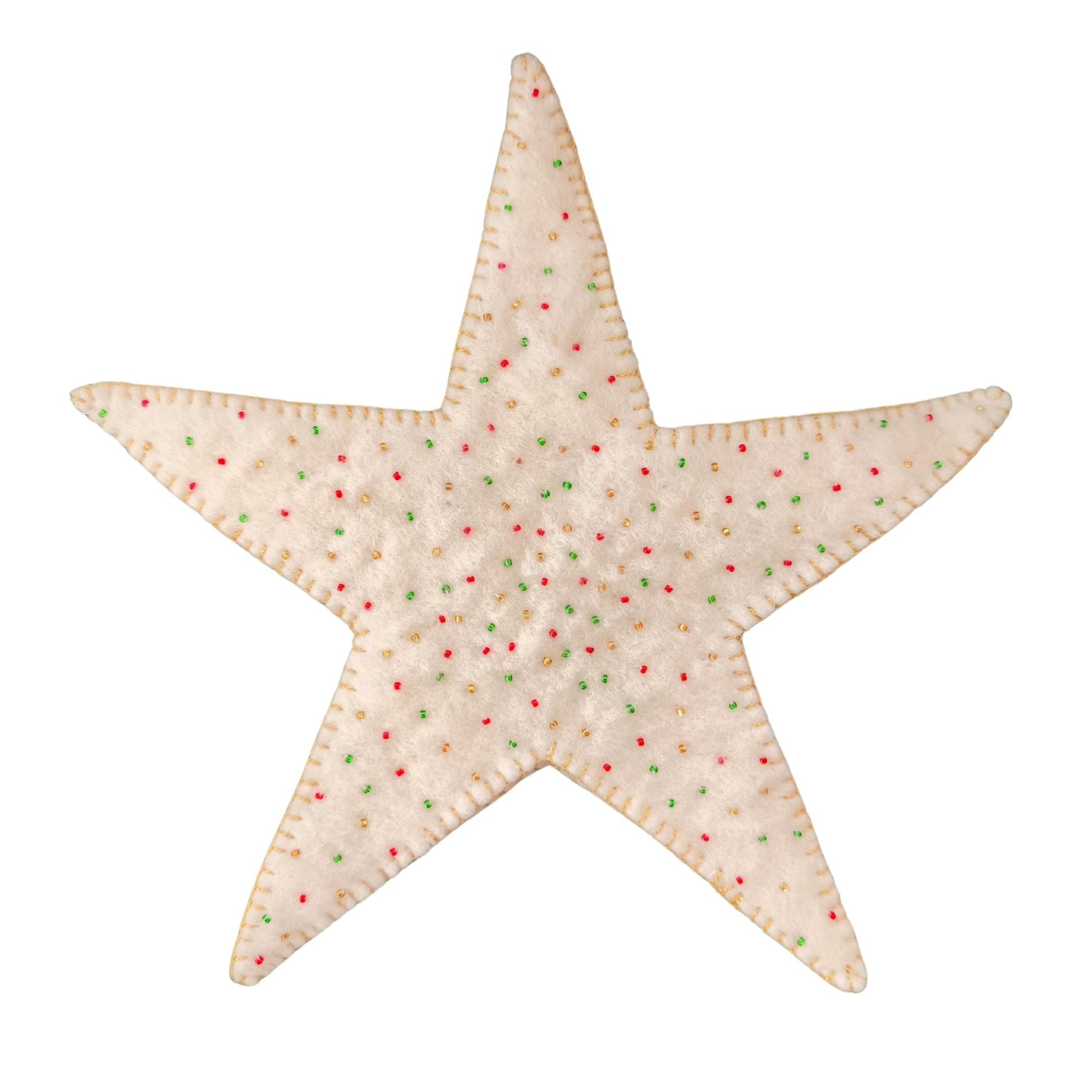 Star-shaped decorative item with a pattern on a white background