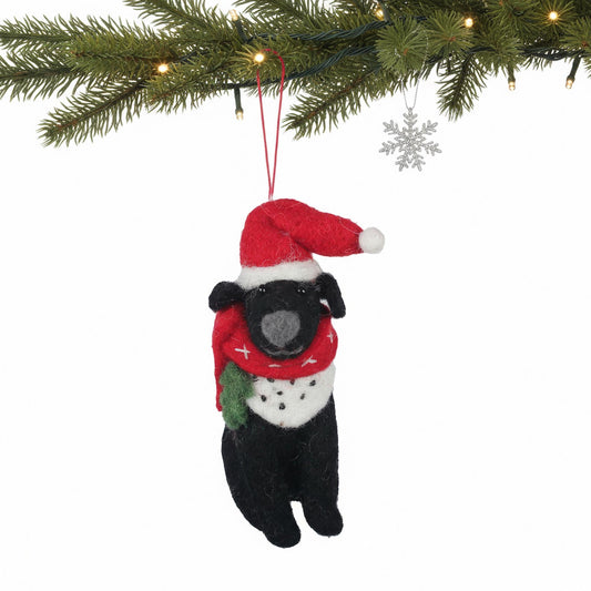 Big Dog Black Lab Felt Christmas Ornament