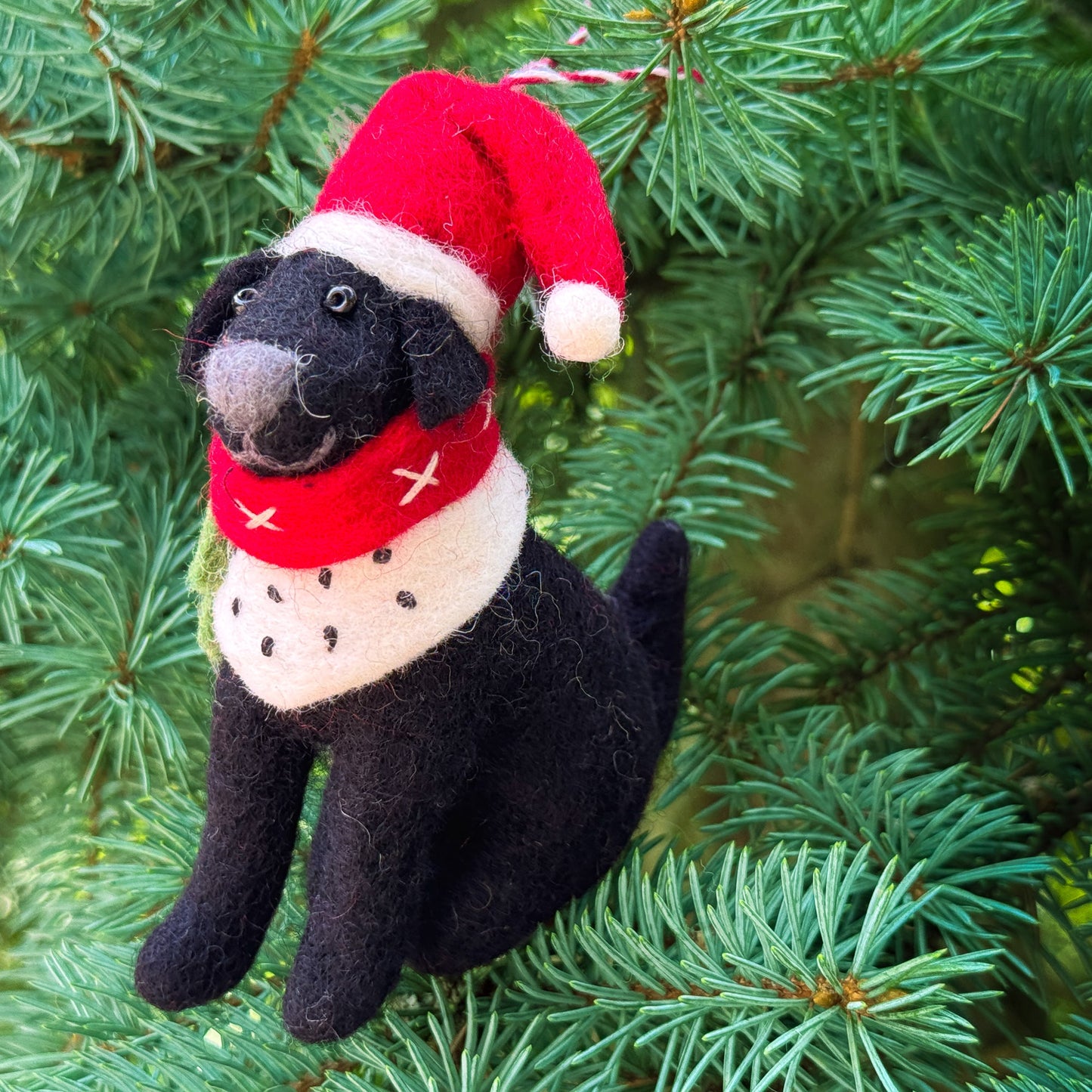 Big Dog Black Lab Felt Christmas Ornament