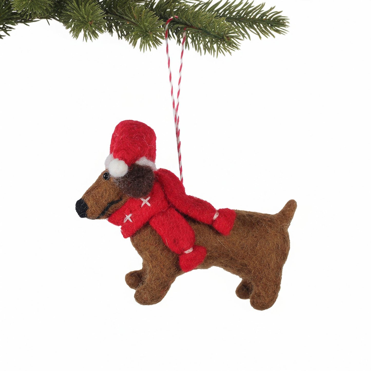 Big Dog Daschund, Felt Christmas Ornament